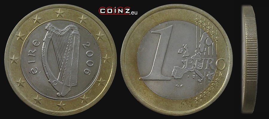 1 euro 2002-2006 - monety Irlandii