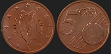 Monety Irlandii - 5 euro centów od 2002