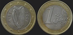 Monety Irlandii - 1 euro 2002-2006