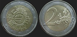 Monety Irlandii - 2 euro 2012 10 Lat Euro w Obiegu