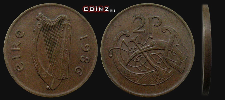 2 pensy 1971-1988 - monety Irlandii