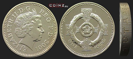 1 funt 2001 ze złotym naszyjnikiem z Broighter - monety Wielkiej Brytanii