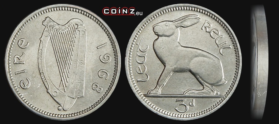 3 pensy 1942-1968 - monety Irlandii