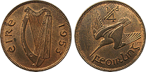 Monety Irlandii - ćwierć 1/4 pensa 1939-1966