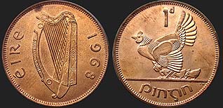 Monety Irlandii - 1 pens 1940-1968