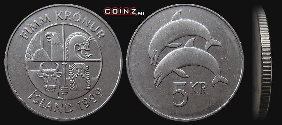 5 koron od 1996 - monety Islandii