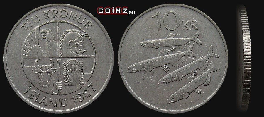 10 koron 1984-1994 - monety Islandii