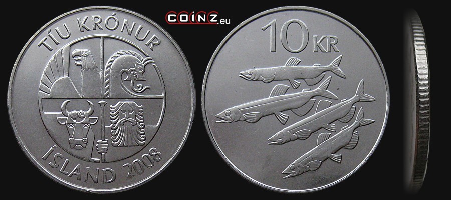 10 koron od 1996 - monety Islandii