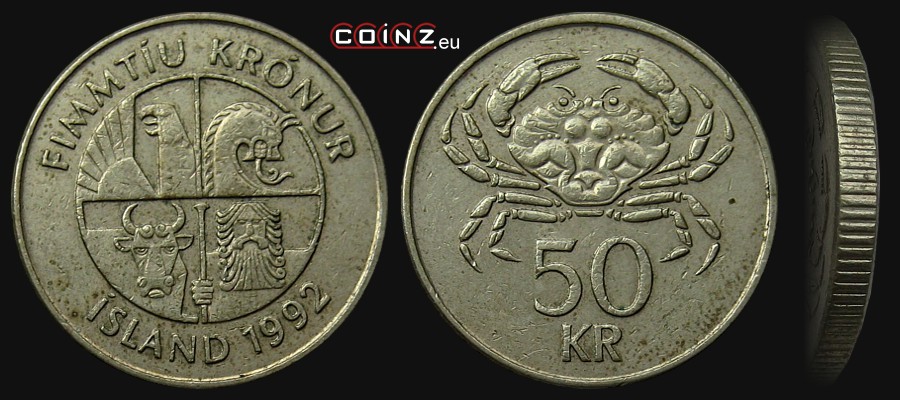 50 koron od 1987 - monety Islandii