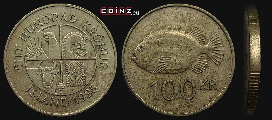 100 koron od 1995 - monety Islandii