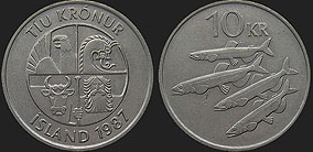Monety Islandii - 10 koron 1984-1994
