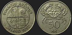 Monety Islandii - 50 koron od 1987