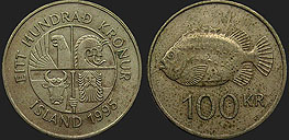 Monety Islandii - 100 koron od 1995