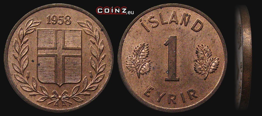 1 eyrir 1946-1966 - monety Islandii