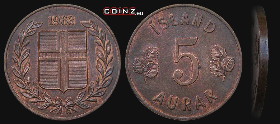 5 aurar 1946-1966 - monety Islandii