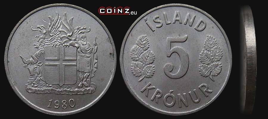 5 koron 1969-1980 - monety Islandii