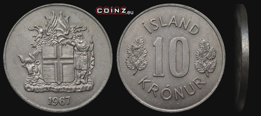 10 koron 1967-1980 - monety Islandii