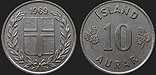 Monety Islandii - 10 aurar 1946-1969