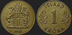 Monety Islandii - 1 korona 1946