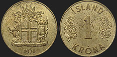 Monety Islandii - 1 korona 1957-1975