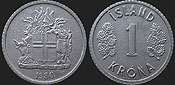 Monety Islandii - 1 korona 1976-1980