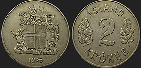 Monety Islandii - 2 korony 1946