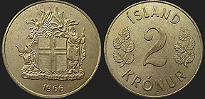 Monety Islandii - 2 korony 1958-1966