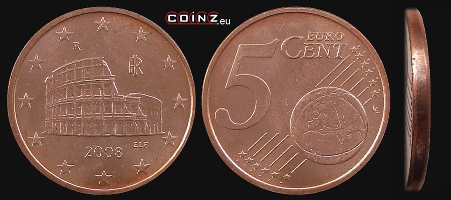 5 euro centów od 2002 - monety Włoch