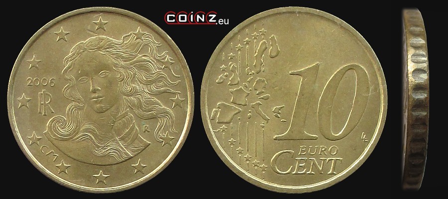 10 euro centów 2002-2007 - monety Włoch