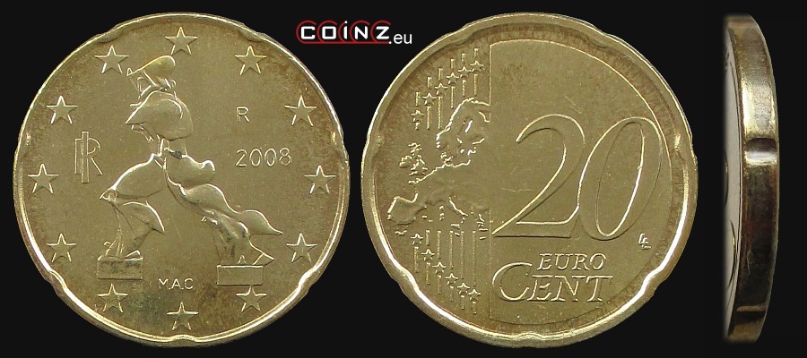 20 euro centów od 2008 - monety Włoch