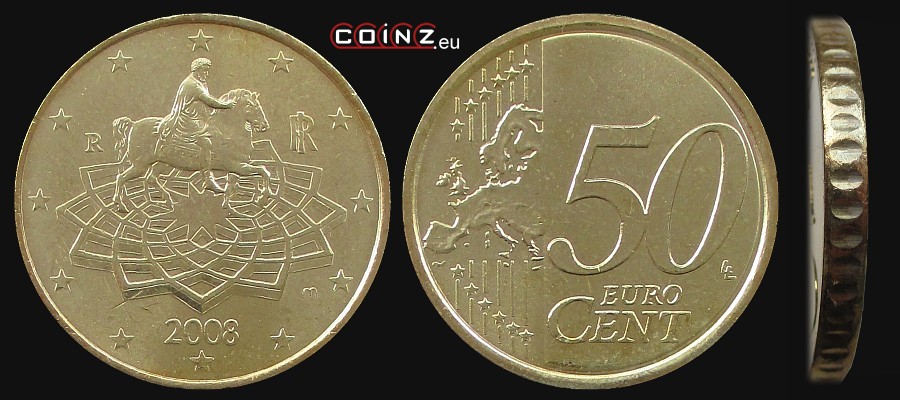 50 euro centów od 2008 - monety Włoch