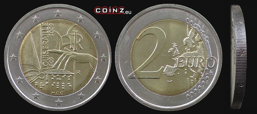 2 euro 2009 Louis Braille - monety Włoch