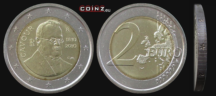 2 euro 2010 Camillo Cavour - monety Włoch