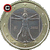 1 euro 2002-2007 - układ awersu do rewersu