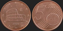 Monety Włoch - 5 euro centów od 2002