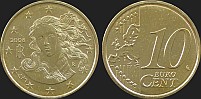 Monety Włoch - 10 euro centów od 2008