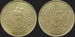 Monety Włoch - 50 euro centów 2002-2007