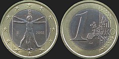 Monety Włoch - 1 euro 2002-2007
