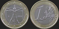 Monety Włoch - 1 euro od 2008