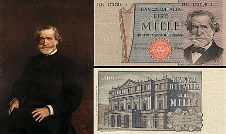 Giuseppe Verdi na banknotach 1000 lirów z 1969 r.
