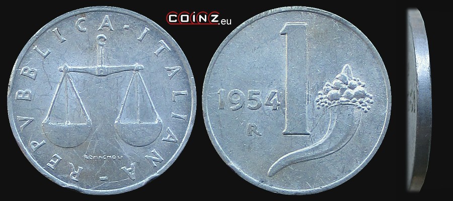 1 lir 1951-2001 - monety Włoch