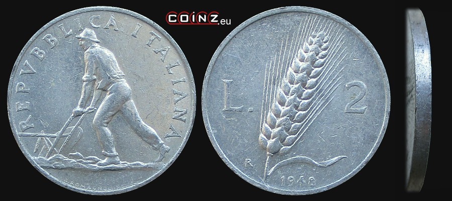 2 liry 1946-1950 - monety Włoch