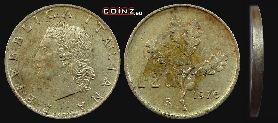 20 lirów 1957-2001 - monety Włoch