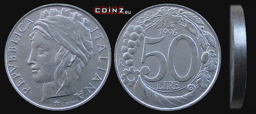 50 lirów 1996-2001 - monety Włoch