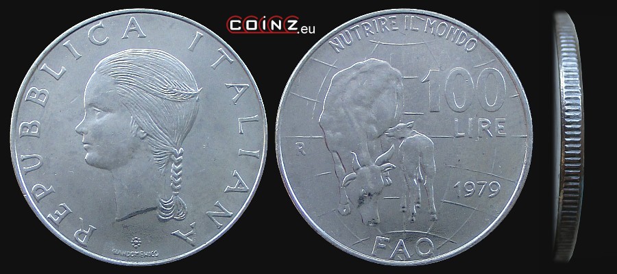 100 lirów 1979 FAO - monety Włoch