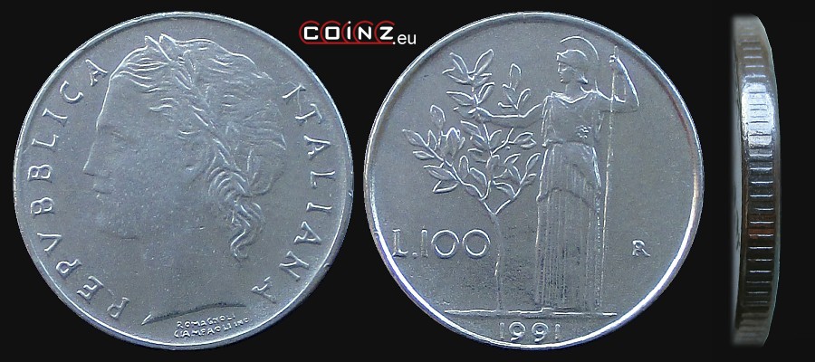 100 lirów 1990-1992 - monety Włoch