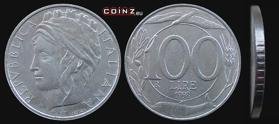 100 lirów 1993-2001 - monety Włoch