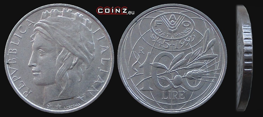 100 lirów 1995 FAO - monety Włoch