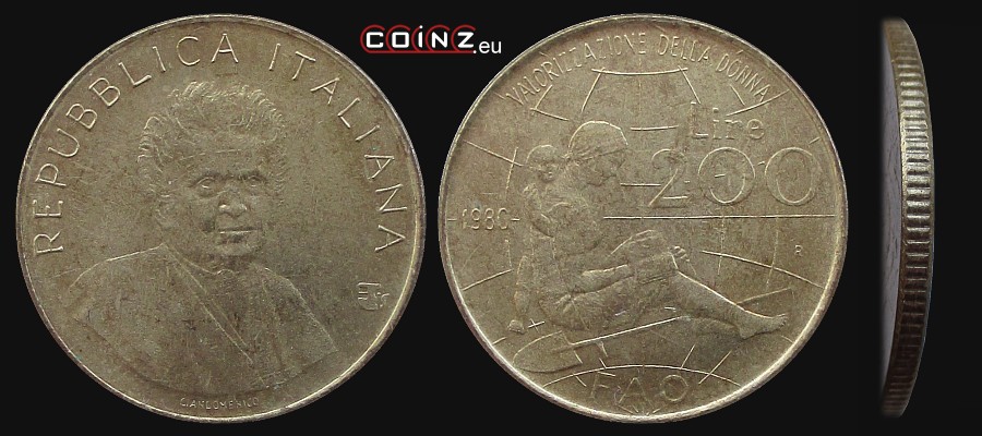 200 lirów 1980 FAO - Edukacja Kobiet Wiejskich - monety Włoch