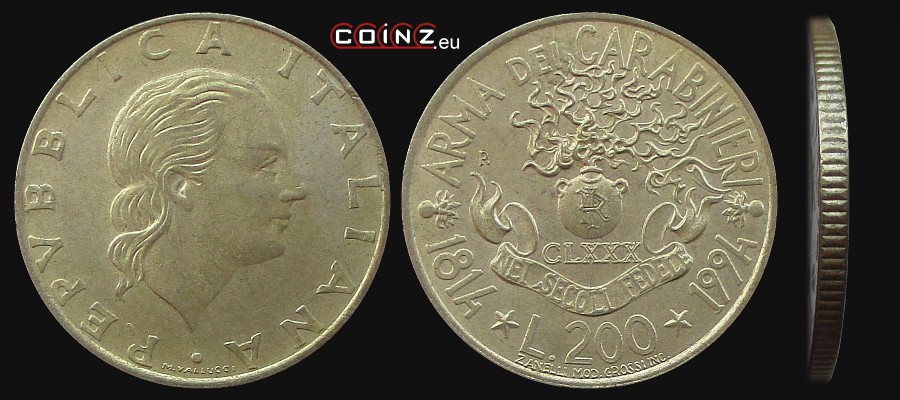 200 lirów 1994 Korpus Karabinierów - monety Włoch